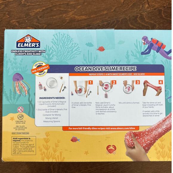 Elmer's Glue Ocean Dive Slime Kit Create Sparkling, Ocean-Themed Slime Creations - Picture 2 of 3